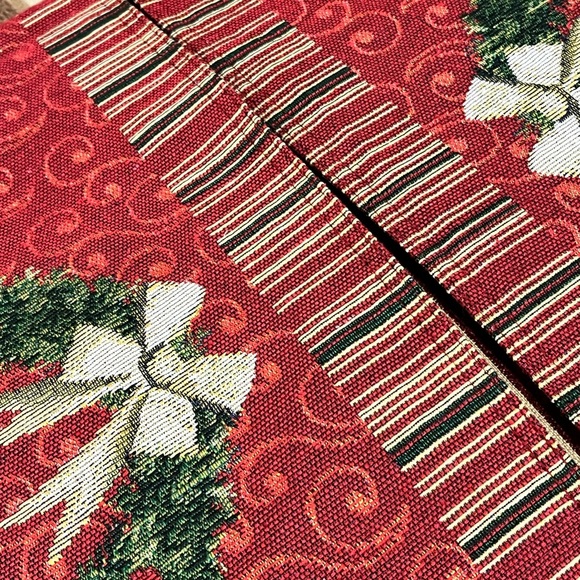 PRELOVED TWO CHRISTMAS HOLIDAY SEASON NEEDLEPOINT TABLE RUNNERS WITH FULLY LINED - Picture 7 of 17
